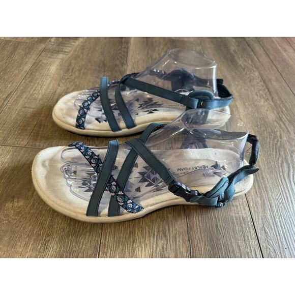 Skechers Regae Slim Navy‎ Blue Strappy Sandals Size 11 - Picture 1 of 8
